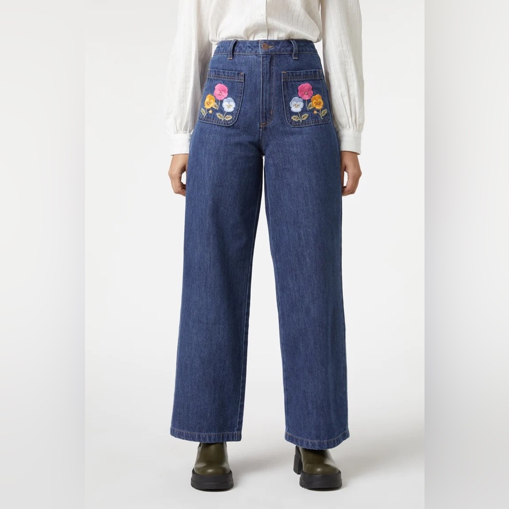 NWT Princess Highway embroidered flower jeans